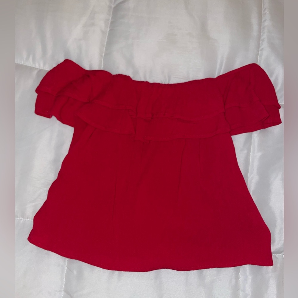 Red Off the Shoulder, Strapless Top/Blouse